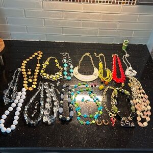 Various necklaces and earrings